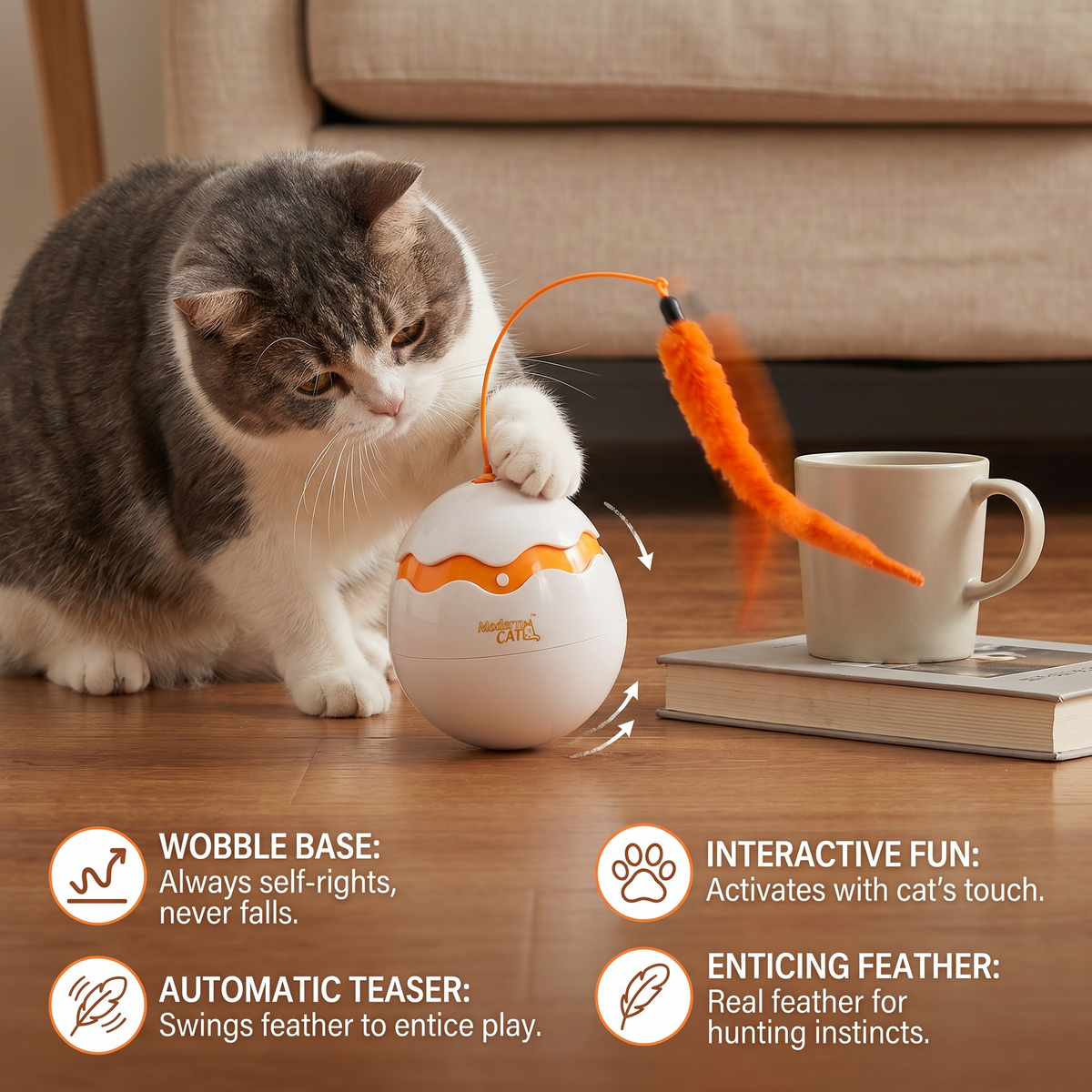 CutyPet™ Wobble Feather Egg